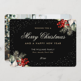 Tarjeta Festiva Black Merry Christmas Happy New Year Photo