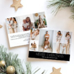 Tarjeta Festiva BLACK Merry Christmas MODA 9 Collage Multi-Photo<br><div class="desc">Comparte lo más destacado de tu familia con esta tarjeta de Navidades de este año en revisión que presenta un diseño simple, mínimo y limpio. El frente incluye un collage moderno de 6 fotos, acompañado del saludo festivo "Feliz Navidad" en un elegante tipo de letra serif a través de un...</div>