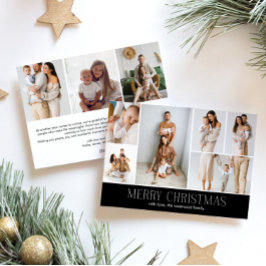 Tarjeta Festiva BLACK Merry Christmas MODA 9 Collage Multi-Photo