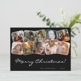 Tarjeta Festiva Black Merry Christmas Whit Black 10 Collage de fot