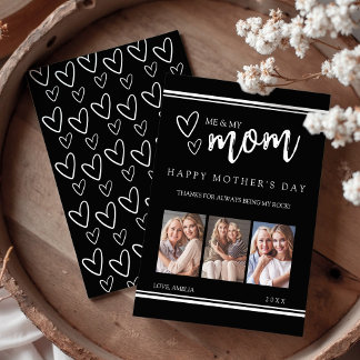Tarjeta Festiva Black Modern Happy Mother's Day Photo Collage Card