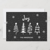 Black Modern Minimal Pine Trees Nieve Joy Navidade