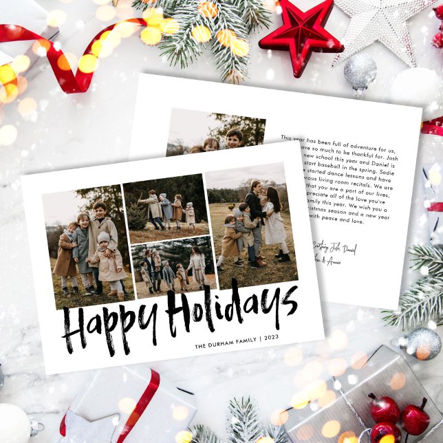 Tarjeta Festiva Black Modertering Lettering Five Photo Happy (Subido por el creador)