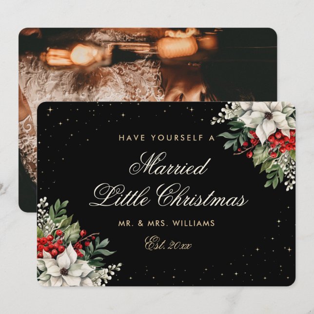 Tarjeta Festiva  Black Photo First Married Christmas Wedding (Anverso / Reverso)