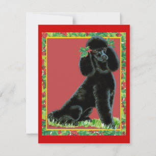 Tarjeta Festiva Black Poodle n Holly Holiday Navidades