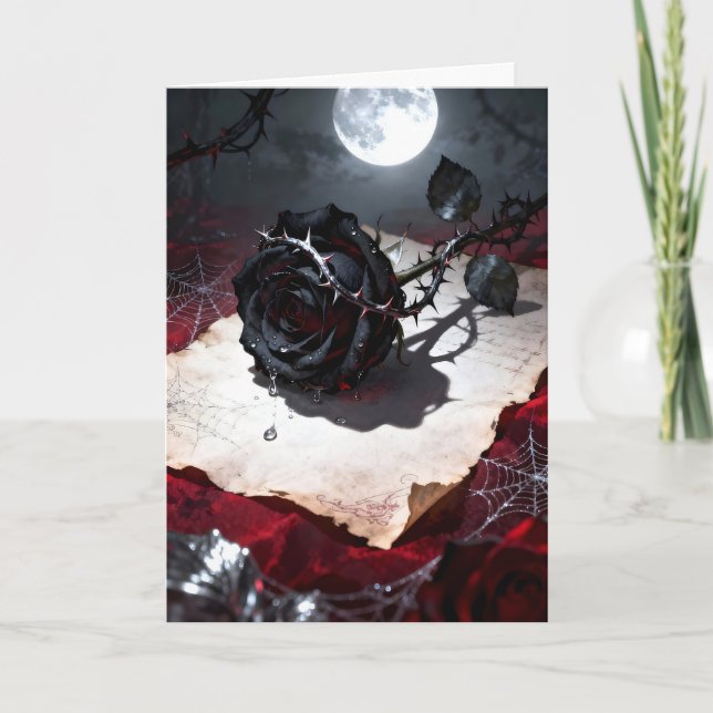 Tarjeta Festiva Black Rose in Moonlight Valentine (Anverso)