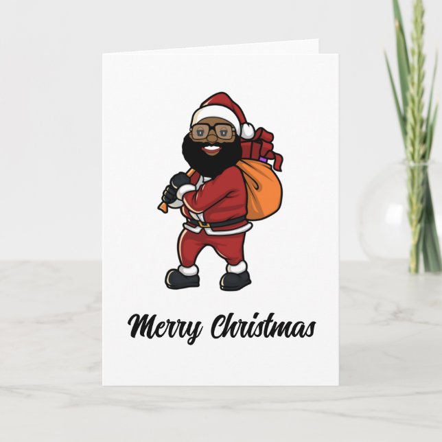 Tarjeta Festiva Black Santa Clause Christmas (Anverso)