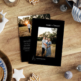 Tarjeta Festiva Black Simple Moderno Merry and Bright Photo