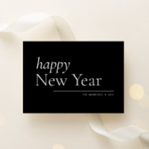 Black Simple Serif Happy New Year