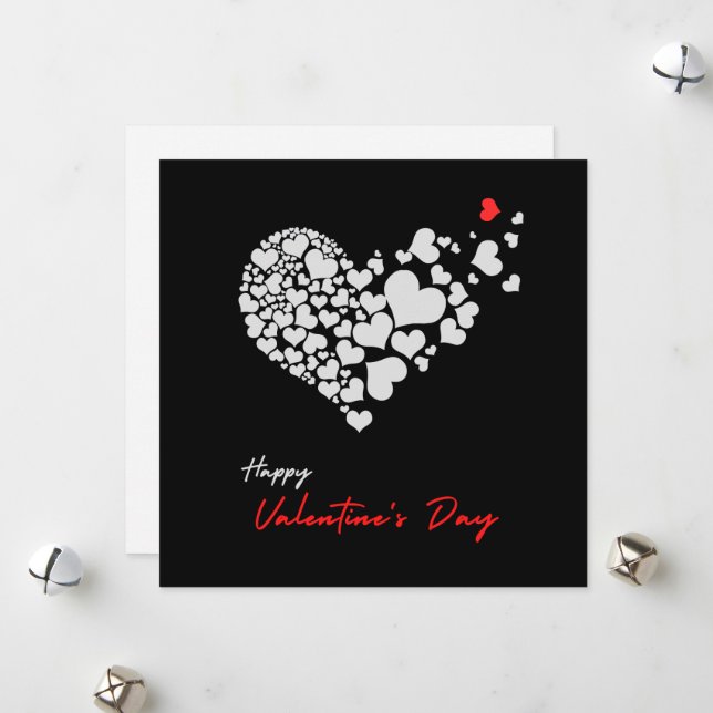 Tarjeta Festiva Black Simple Valentine Day (Anverso/Reverso In Situ)
