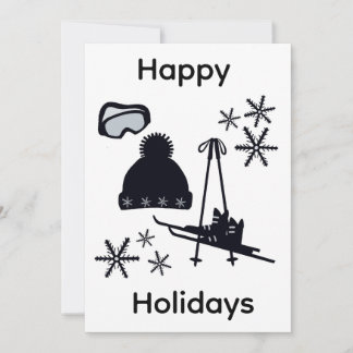 Tarjeta Festiva Black ski & winter designs