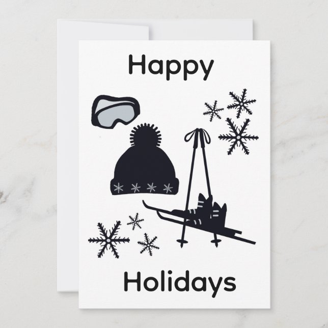 Tarjeta Festiva Black ski & winter designs  (Anverso)
