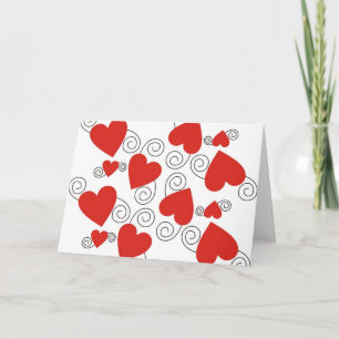 Tarjeta Festiva Black Swirls Y Red Heart Card