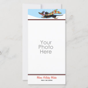 Tarjeta Festiva Black Tan Dachshund Cute Winter