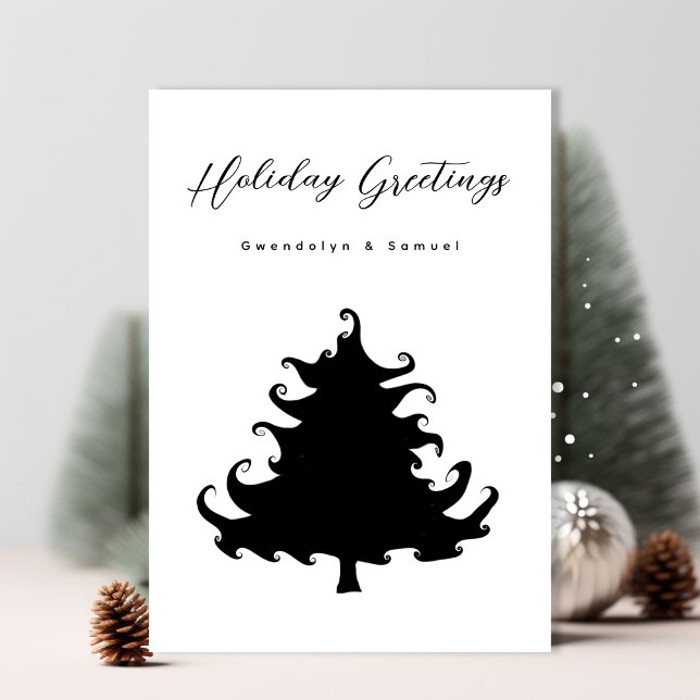 Tarjeta Festiva Black Tree Christmas Minimalist (Subido por el creador)