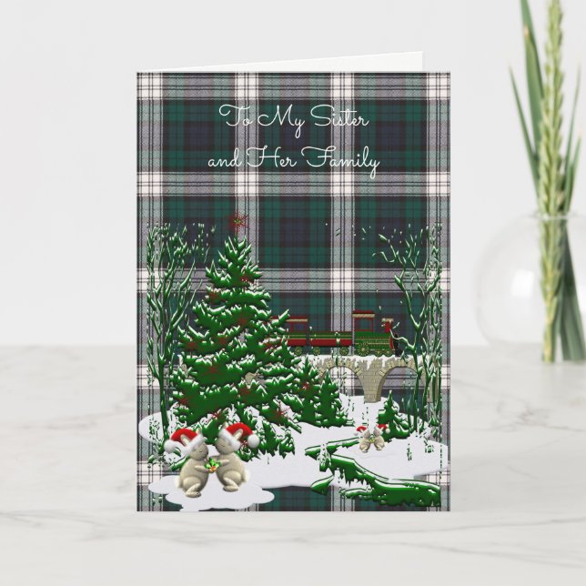 Tarjeta Festiva Black Watch Vestió a los Navidades modernos de la  (Anverso)