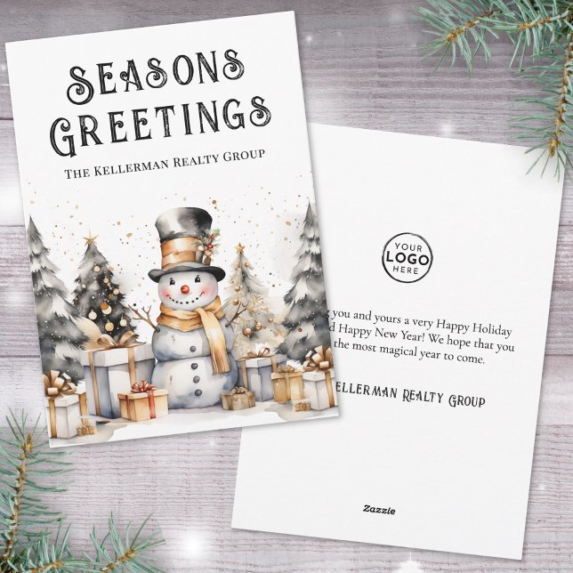 Tarjeta Festiva Black White Business Christmas (Black White Winter Business Christmas Holiday Card)