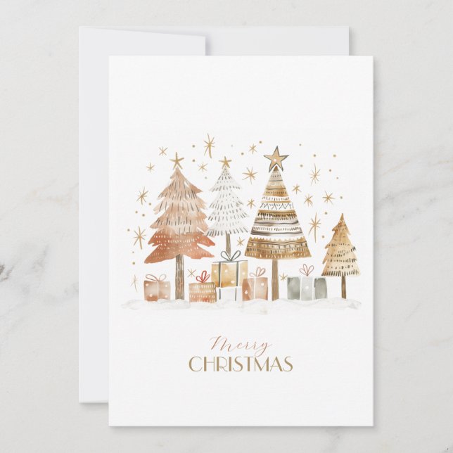 Tarjeta Festiva Black white hand-drawn pastel trees Christmas (Anverso)