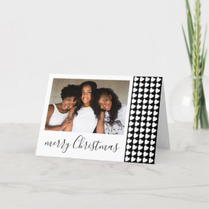 Tarjeta Festiva Black White Heart Merry Christmas Photo