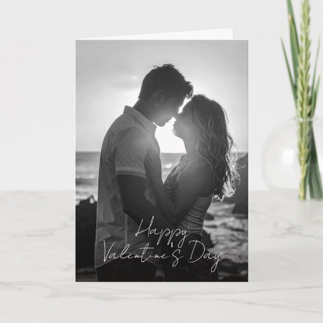 Tarjeta Festiva Black & White Photo Valentine's Day Card (Anverso)