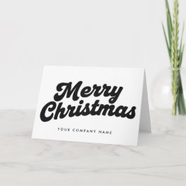 Tarjeta Festiva Black & White Retro Script Merry Christmas