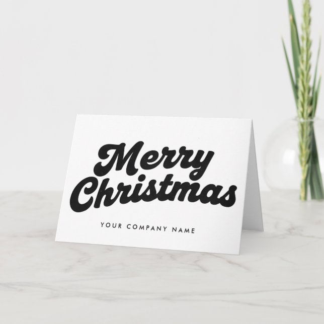 Tarjeta Festiva Black & White Retro Script Merry Christmas (Anverso)