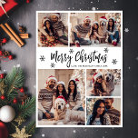 Tarjeta Festiva Black White Snowflake 5 Navidades de Collage de fo<br><div class="desc">Rustic Minimalista Modern Simple Calligraphy Black and White Snowflake 5 Collages de fotos Feliz Navidad Script Tarjeta de vacaciones. Esta plantilla festiva, elegante, fantástica de cinco (5) fotos de tarjetas de felicitación de vacaciones presenta un collage de fotos de bonito, un copo de nieve y dice "Feliz Navidad"! El texto...</div>