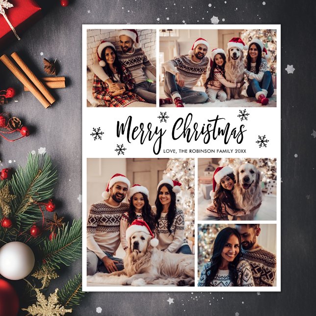 Tarjeta Festiva Black White Snowflake 5 Navidades de Collage de fo (Subido por el creador)