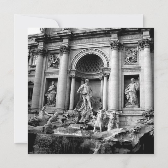 Tarjeta Festiva Black White Trevi Fountain Rome Travel Photography (Anverso)