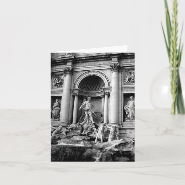 Tarjeta Festiva Black White Trevi Fountain Rome Travel Photography (Anverso)