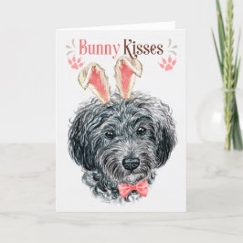 Tarjeta Festiva Black Yorkshire Terrier Dog Bunny Ears for Easter