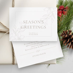 Tarjeta Festiva Blanca Floral mínima Boho moderna
