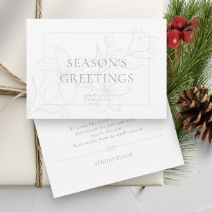 Tarjeta Festiva Blanca Floral mínima Boho moderna