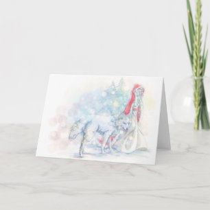 Tarjeta Festiva Blanco como la nieve y poco rojo