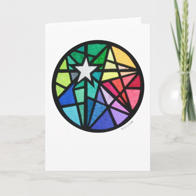 Tarjeta Festiva blanco de la estrella (Anverso)