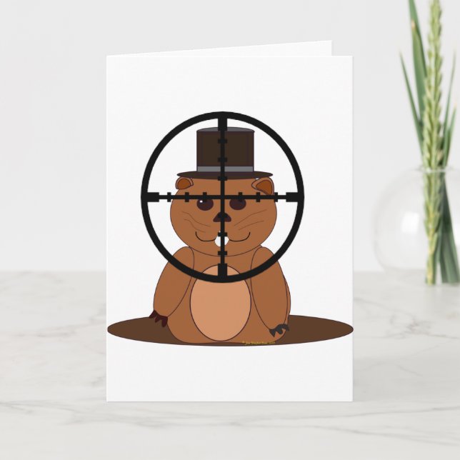 Tarjeta Festiva Blanco: groundhog (Anverso)