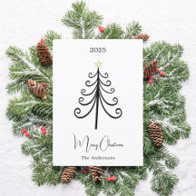 Blanco negro árbol boho simple Navidades modernos