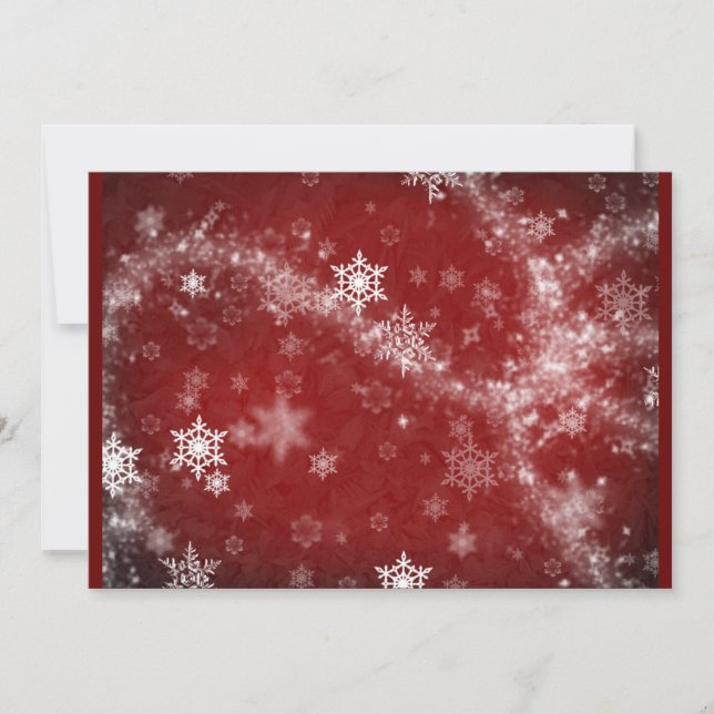 TARJETA FESTIVA BLANCO ROJO FROST SNOWFLAKES INVIERNO NIEVE DIGI (Anverso)
