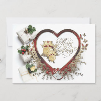 Tarjeta Festiva Blanco Rojo y Verde Moderno Victoriano Feliz Navid