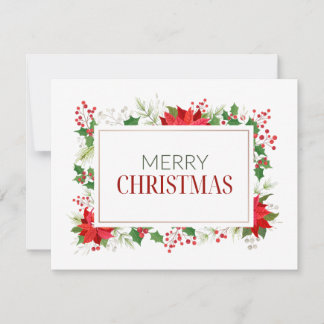 Tarjeta Festiva Blanco Rojo y Verde Tradicional Alegre