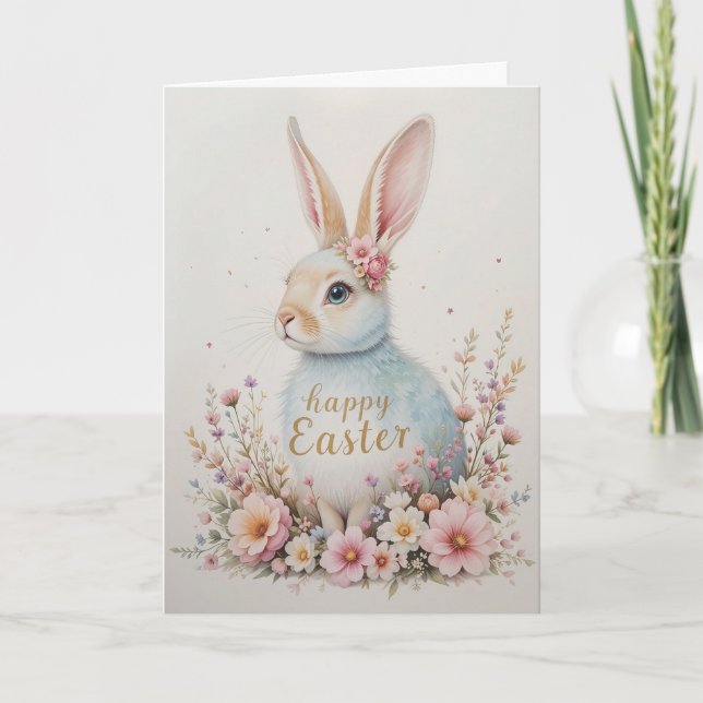 Tarjeta Festiva Blanda acuarela Bunny Easter Sweet Spring Holiday (Anverso)