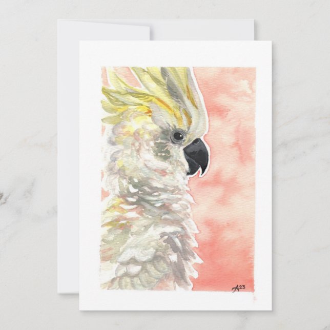 Tarjeta Festiva Blank - Cockatoo Watercolor (Anverso)