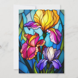 Tarjeta Festiva Blank Flat Greeting Card with Stain-Glass Iris 