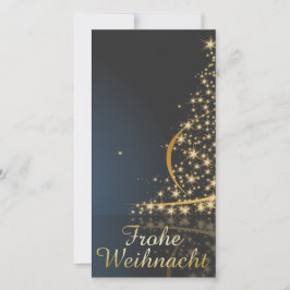 Tarjeta Festiva Blaues Weihnachtsmotiv mit goldenem Weihnachtsbaum
