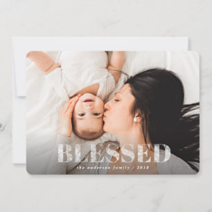 Tarjeta Festiva Blessed elegante navidades de guiones foto vacacio