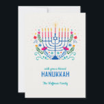 Tarjeta Festiva Blessed Hanukkah Flat Holiday Card<br><div class="desc">Envíe a todos un saludo de Hanukkah con esta encantadora tarjeta de vacaciones hecha a mano. (Imagen de pikisuperstar en Freepik). La tarjeta es fácil de personalizar con su texto, fuente y color de fuente. ¿No es exactamente lo que buscas? Todos nuestros productos pueden ser personalizados diseñados para satisfacer sus...</div>