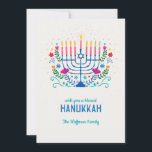 Tarjeta Festiva Blessed Hanukkah Flat Holiday Card<br><div class="desc">Envíe a todos un saludo de Hanukkah con esta encantadora tarjeta de vacaciones hecha a mano. (Imagen de pikisuperstar en Freepik). La tarjeta es fácil de personalizar con su texto, fuente y color de fuente. ¿No es exactamente lo que buscas? Todos nuestros productos pueden ser personalizados diseñados para satisfacer sus...</div>