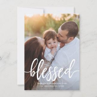 Tarjeta Festiva Blessed Navidades Holiday Script manuscrito Foto