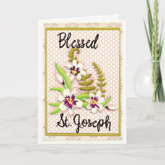 Tarjeta Festiva Blessed St. Joseph Greeting Card with Lilies