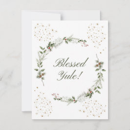 Tarjeta Festiva Blessed Yule Wreath Watercolor